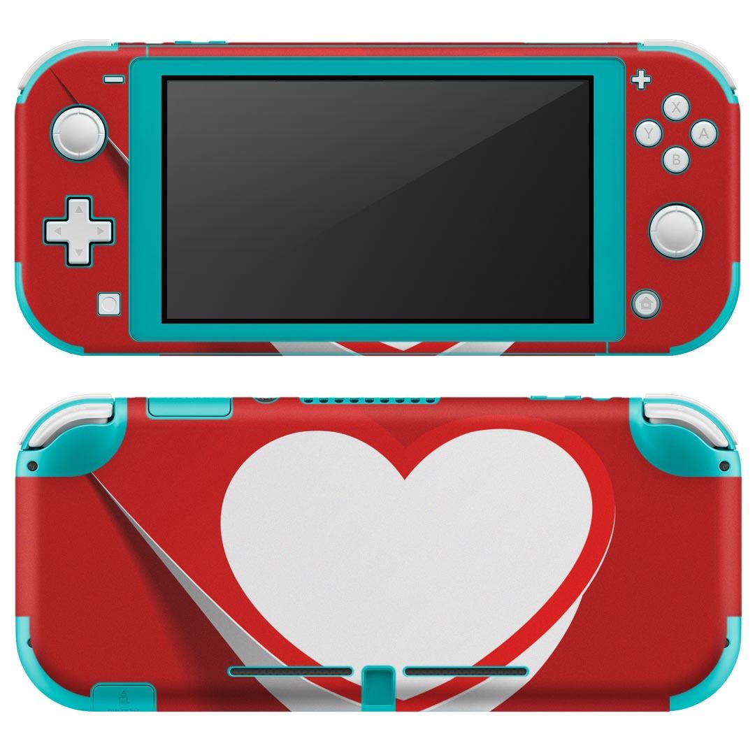 igsticker Nintendo Switch Lite 専用 デザインスキンシール 全面 ニンテンドー スイッチ ライト 専用 ゲーム機 カバー アクセサリー フィルム ステッカー エアフリー 004549 ハート シンプル 赤