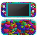 igsticker Nintendo Switch Lite 専用 デザインスキンシール 全面 ニンテンドー スイッチ ライト 専用 ゲーム機 カバー アクセサリー フィルム ステッカー エアフリー 004556 ハート カラフル