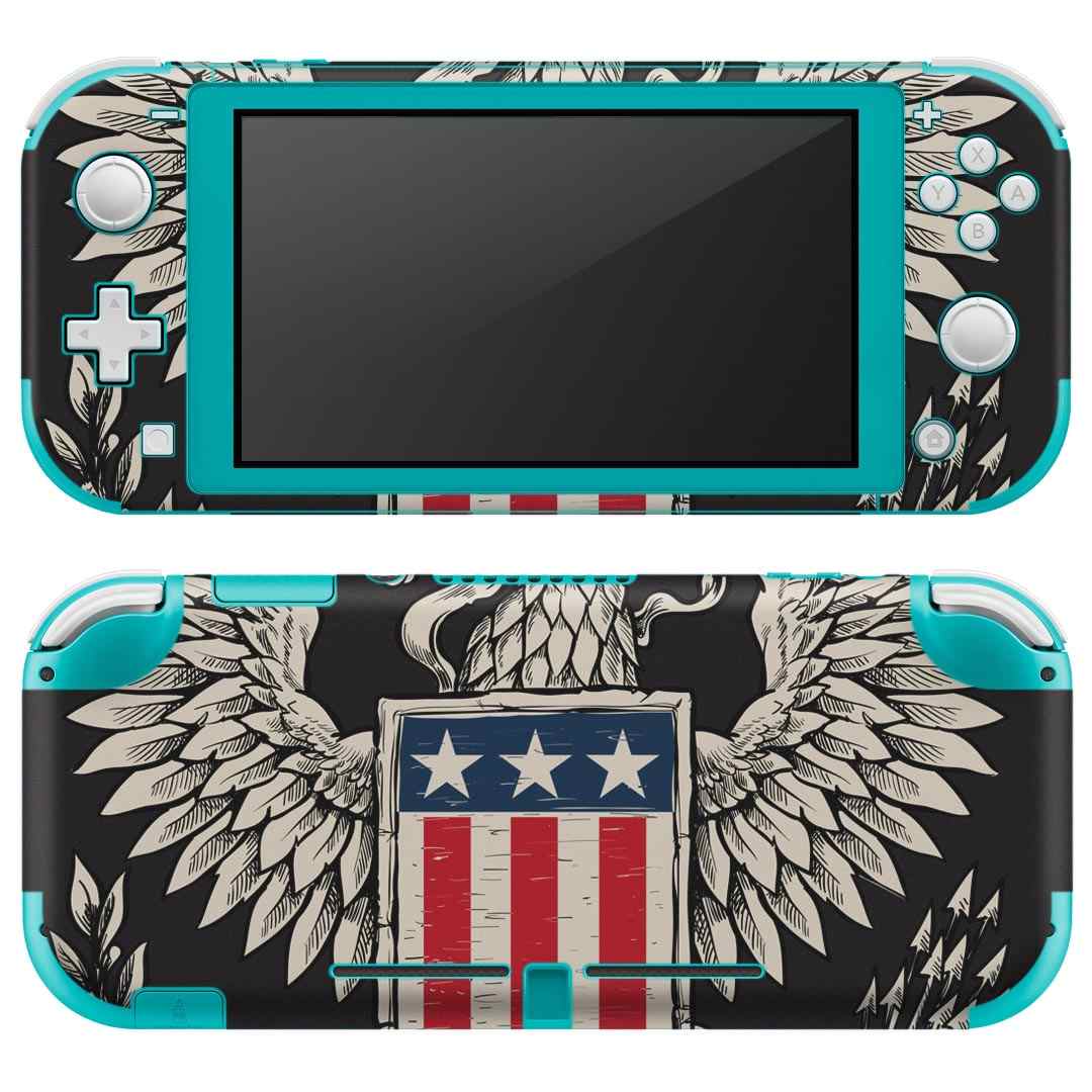 製品名 Nintendo Switch Lite専用 デザインスキンシール セット内容 Nintendo Switch Lite本体用スキンシール（裏表）各1枚 ※液晶側シールは2パーツに分かれていますニンテンドースイッチライト専用です。据え置き機のSwitch本体やJoyコンには対応していません。 商品特徴 3M社製の再剥離性シートを素材に採用し、細かな位置調整がしやすく貼り直しが容易です。また、エアフリーでもありますので気泡が簡単に逃げるので、キレイに貼ることができます。専用の業務プリンターを使い、商品画像と遜色のない美しい印刷仕上がり。 注意事項 画像はサンプルですので、ご覧の環境によっては多少色味に違いを感じる場合がございます。 イメージと違った、モニターと色味が異なるという理由での交換や返金はご対応出来かねます。スキンシールのみの販売で、ニンテンドースイッチ本体などは付属しません。シワができた場合、ドライヤーなどで軽く温め、外側に向けてシワを伸ばすように貼ってください。初回貼付時の位置調整や貼り直しは可能ですが、しっかりと押し付けて接着させた後の再剥離、再利用は保証しておりません。また接着部に油分や汚れが付着しますと角の部分は剥がれやすくなりますので、貼付時はあまり触れないようにご注意ください。無地のセミグロスシートにデザインをプリントした商品で、デコなどの加工はございません。 凹凸や光沢があるように見えたり布地や金属を素材にしたように見える商品もありますが、デザインの図版によるものです。印刷時に微妙な画像のズレが生じる場合がございます。ご注文後に1点1点制作する受注生産品の為、不良品以外のご返品や交換は固くお断りします。 商品発送 完全受注生産のハンドメイド商品となりますので、既製品と比べて発送までお時間を頂いています。 基本的に決済確認後2?3営業日、最大で10営業日での発送となります。繁忙期や休業日明けの場合はさらに時間がかかる場合があります。 その際には別途メールにてご連絡致します。メール便の場合、発送日から到着までに2?4日ほどかかる場合が多く、紛失などの保障もご対応できかねます。あらかじめご了承下さい。