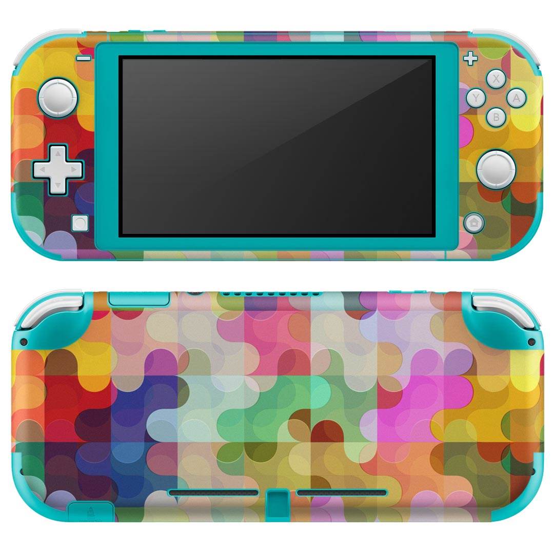igsticker Nintendo Switch Lite 専用 デザインスキンシール 全面 ニンテンドー スイッチ ライト 専用 ゲーム機 カバー アクセサリー フィルム ステッカー エアフリー 004622 パズル　カラフル(2)