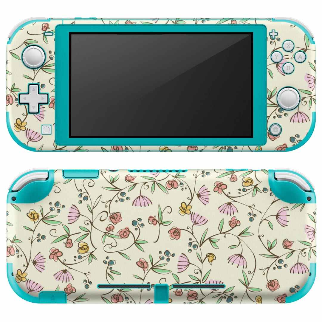 igsticker Nintendo Switch Lite 専用 デザインスキンシール 全面 ニンテンドー スイッチ ライト 専用 ゲーム機 カバー アクセサリー フィルム ステッカー エアフリー 004630 花　　シンプル