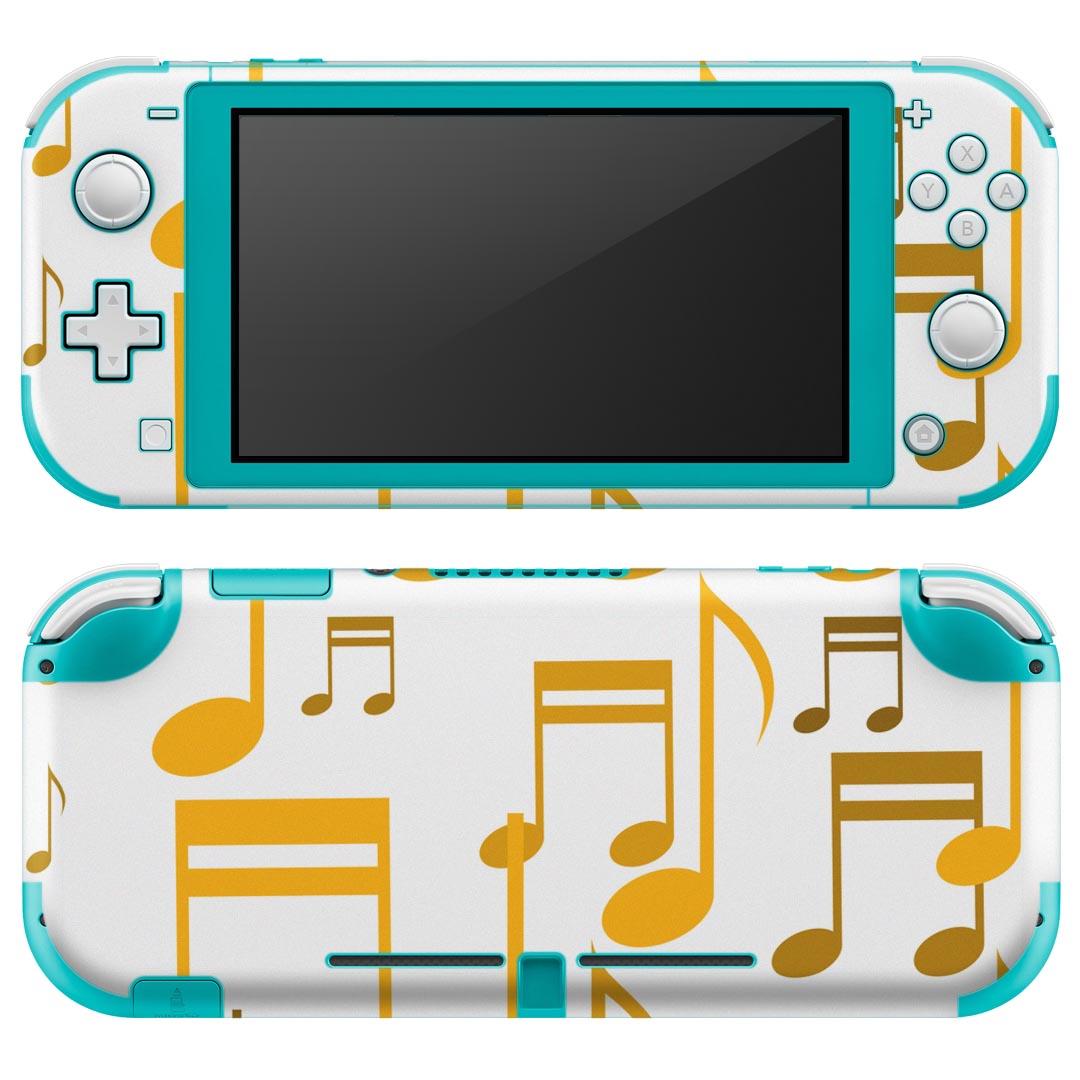 igsticker Nintendo Switch Lite 専用 デザインスキンシール 全面 ニンテンドー スイッチ ライト 専用 ゲーム機 カバー アクセサリー フィルム ステッカー エアフリー 004651 音符　音楽　白