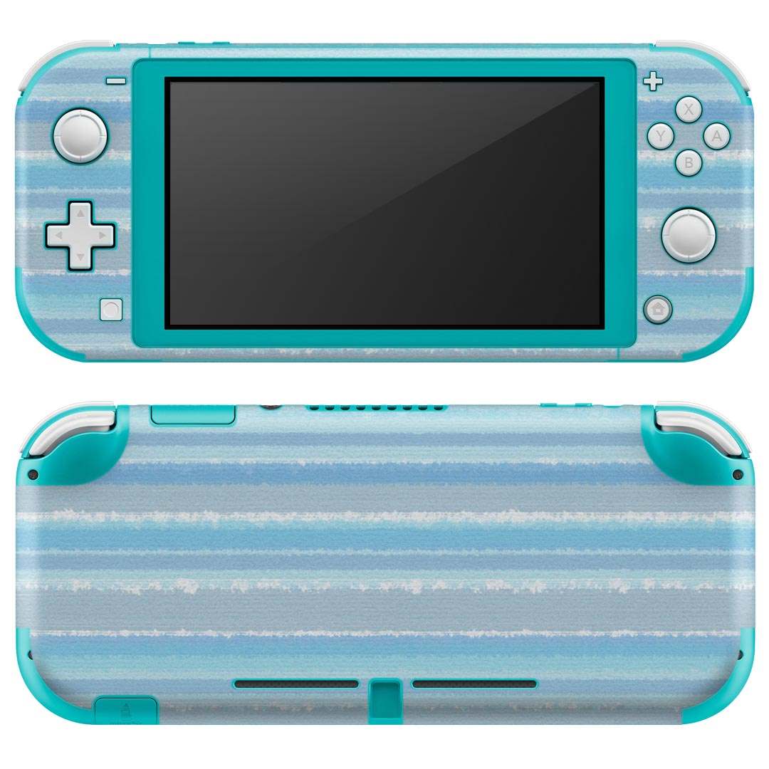 igsticker Nintendo Switch Lite 専用 デザインスキンシール 全面 ニンテンドー スイッチ ライト 専用 ゲーム機 カバー アクセサリー フィルム ステッカー エアフリー 004703 ボーダー 模様 青