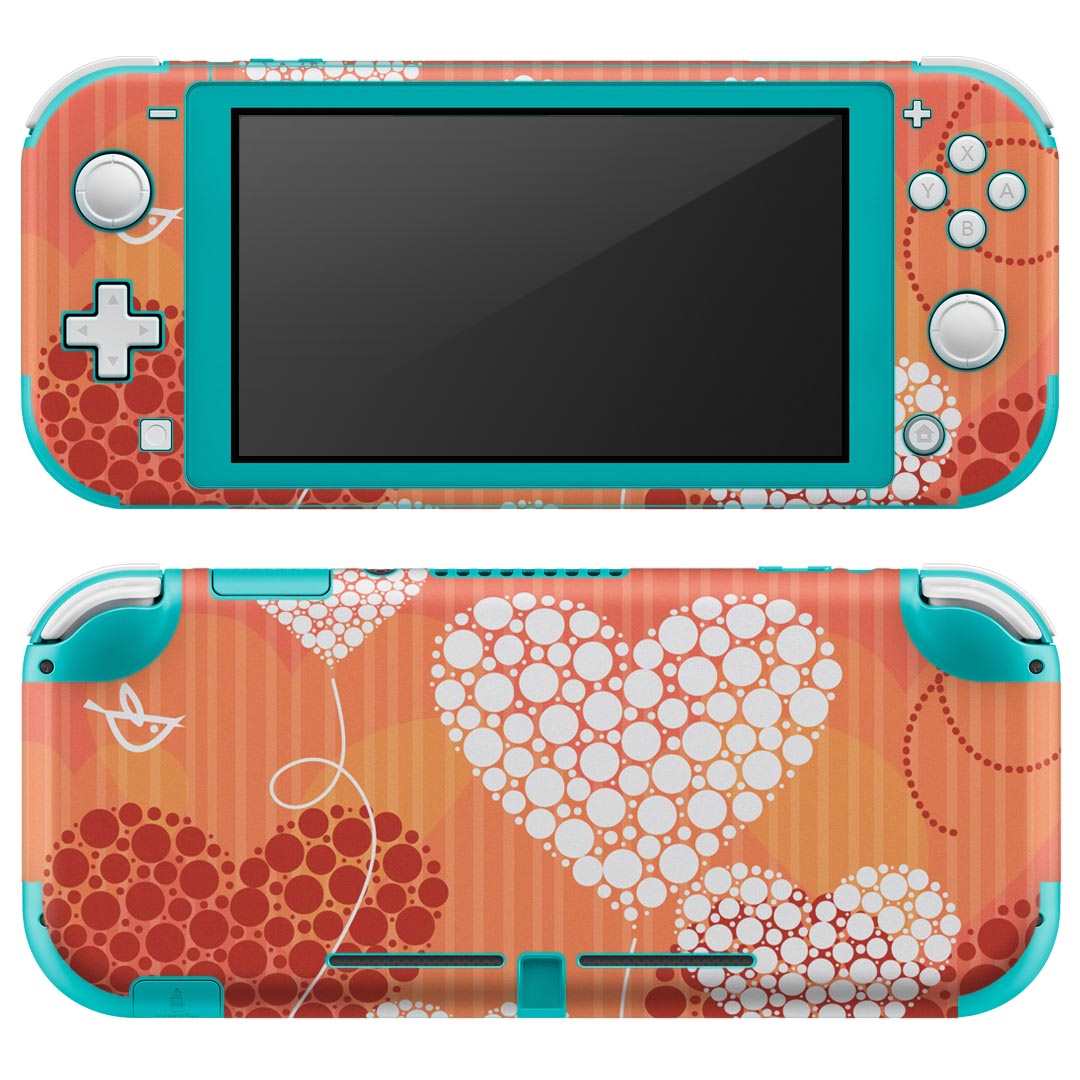 igsticker Nintendo Switch Lite 専用 デザインスキンシール 全面 ニンテンドー スイッチ ライト 専用 ゲーム機 カバー アクセサリー フィルム ステッカー エアフリー 004718 ハート オレンジ 鳥