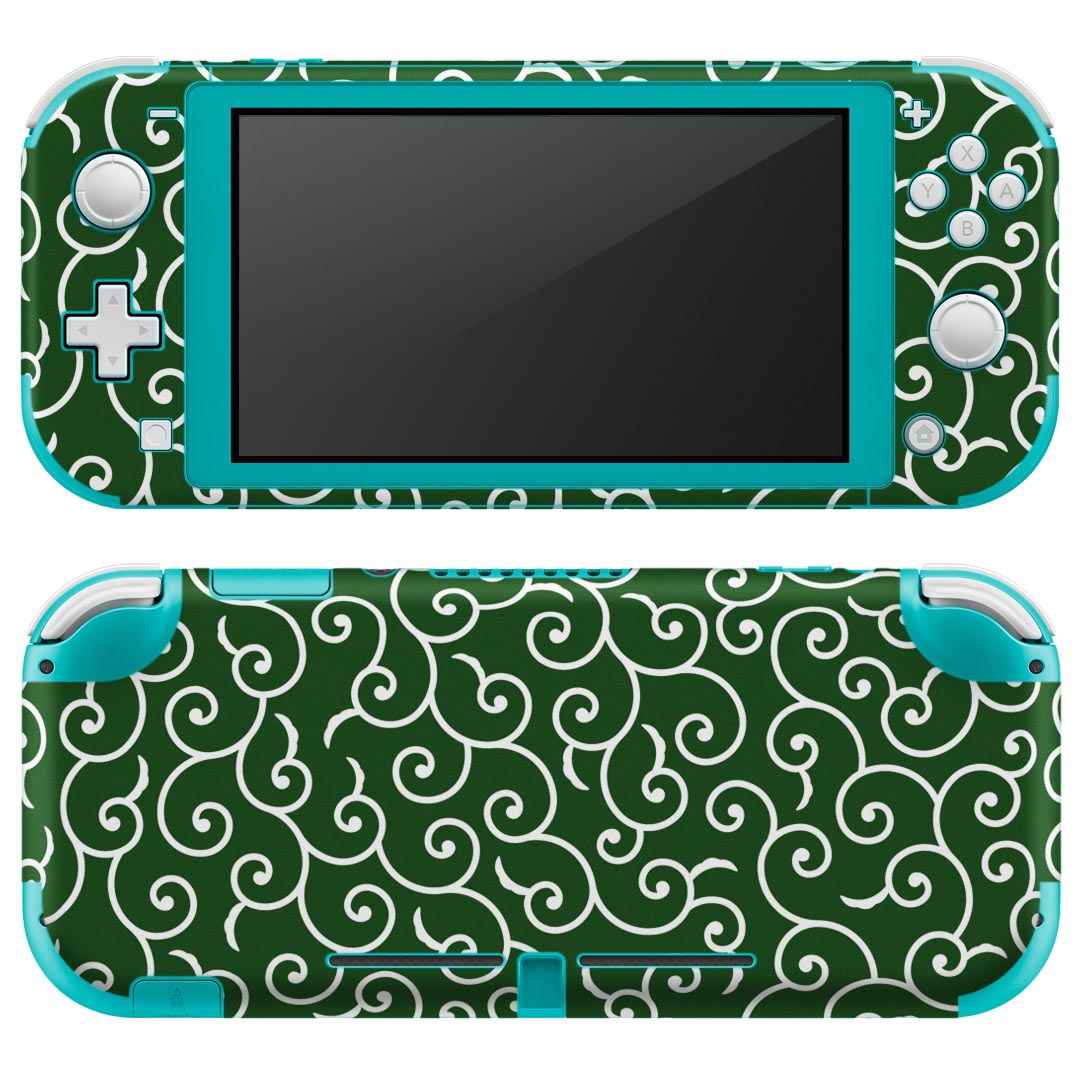 igsticker Nintendo Switch Lite 専用 デザインスキンシール 全面 ニンテンドー スイッチ ライト 専用 ゲーム機 カバー アクセサリー フィルム ステッカー エアフリー 004734 和柄　和風　緑