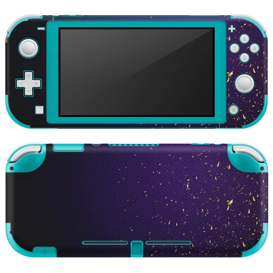 igsticker Nintendo Switch Lite 専用 デザインスキンシール 全面 ニンテンドー スイッチ ライト 専用 ゲーム機 カバー アクセサリー フィルム ステッカー エアフリー 004740 ゴールド　紺　シンプル