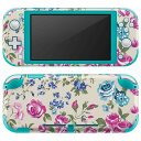 igsticker Nintendo Switch Lite 専用 デザインスキンシール 全面 ニンテンドー スイッチ ライト 専用 ゲーム機 カバー アクセサリー フィルム ステッカー エアフリー 004757 花　ピンク　青