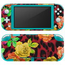 igsticker Nintendo Switch Lite 専用 デザインスキンシール 全面 ニンテンドー スイッチ ライト 専用 ゲーム機 カバー アクセサリー フィルム ステッカー エアフリー 004789 ヒョウ柄 花 イラスト(2)