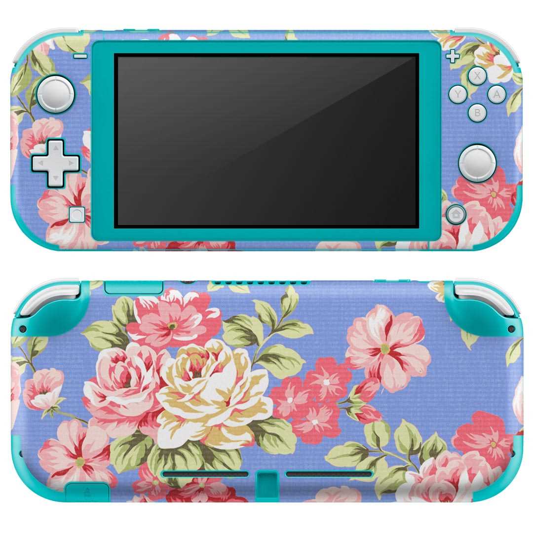 igsticker Nintendo Switch Lite 専用 デザインスキンシール 全面 ニンテンドー スイッチ ライト 専用 ゲーム機 カバー アクセサリー フィルム ステッカー エアフリー 004879 花 イラスト 青