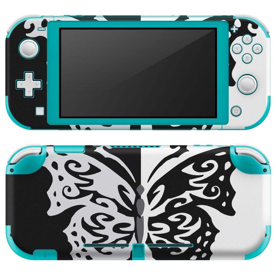igsticker Nintendo Switch Lite 専用 デザインスキンシール 全面 ニンテンドー スイッチ ライト 専用 ゲーム機 カバー アクセサリー フィルム ステッカー エアフリー 004887 蝶 白 黒