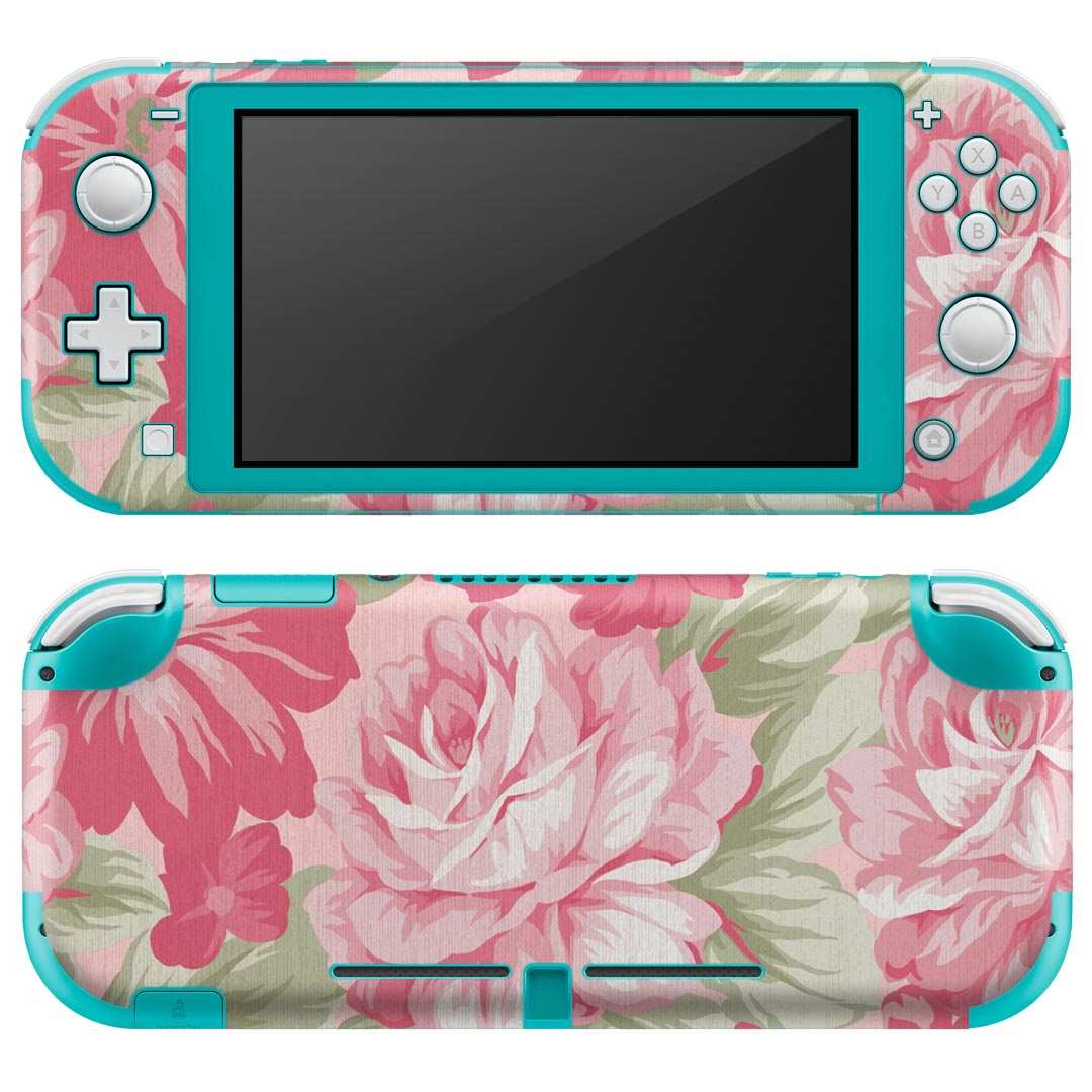 igsticker Nintendo Switch Lite 専用 デザインスキンシール 全面 ニンテンドー スイッチ ライト 専用 ゲーム機 カバー アクセサリー フィルム ステッカー エアフリー 004907 花　ピンク　イラスト