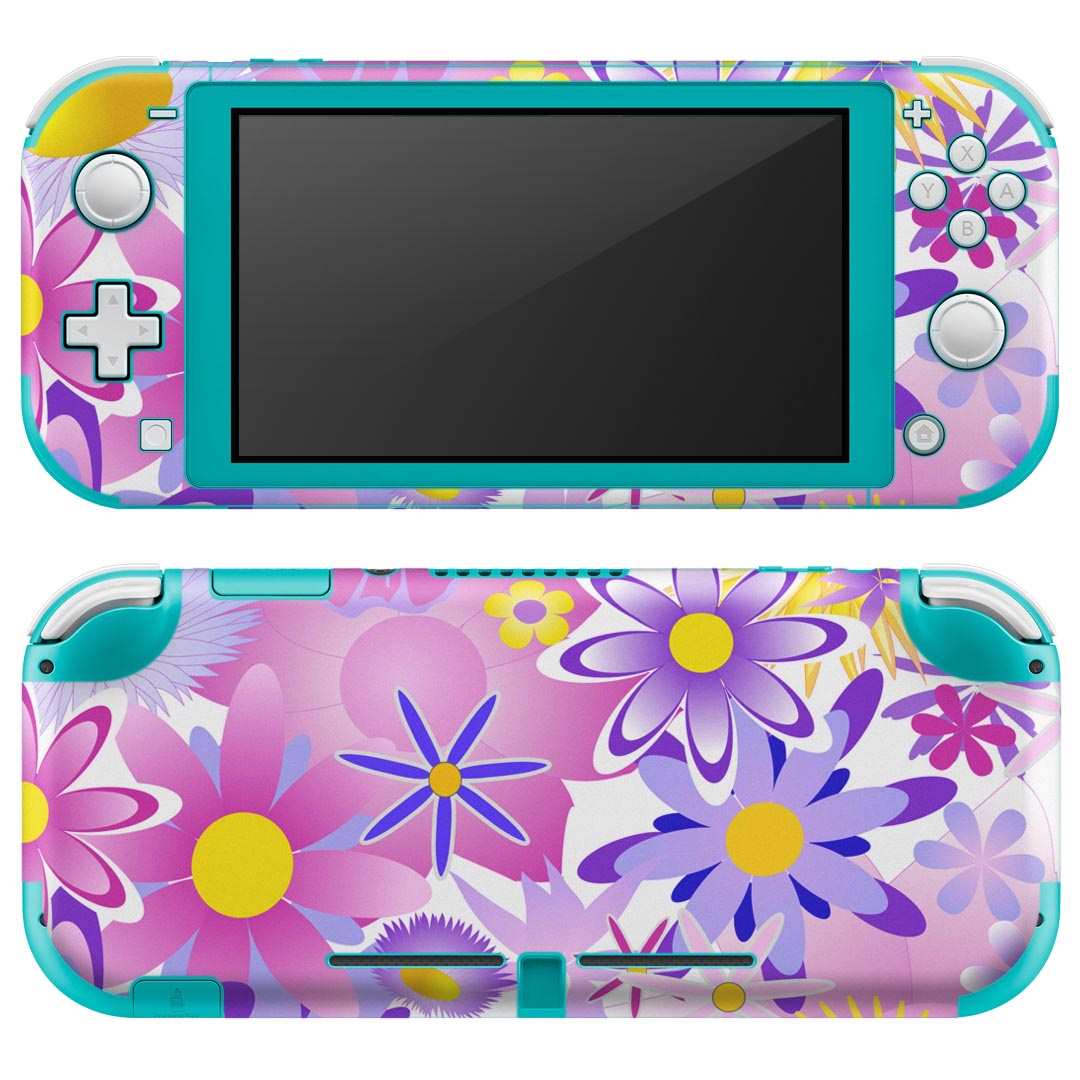 樂天商城 - igsticker Nintendo Switch Lite 専用 デザインスキンシール 全面 ニンテンドー スイッチ ライト 専用 ゲーム機 カバー アクセサリー フィルム ステッカー エアフリー 004947 花　　紫　ピンク