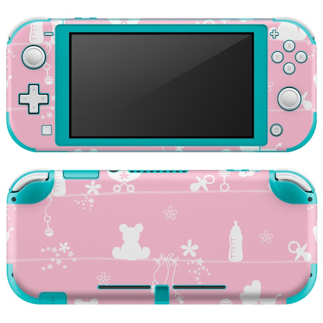 igsticker Nintendo Switch Lite 専用 デザインスキンシール 全面 ニンテンドー スイッチ ライト 専用 ゲーム機 カバー アクセサリー フィルム ステッカー エアフリー 004983 ピンク　ベビー　イラスト