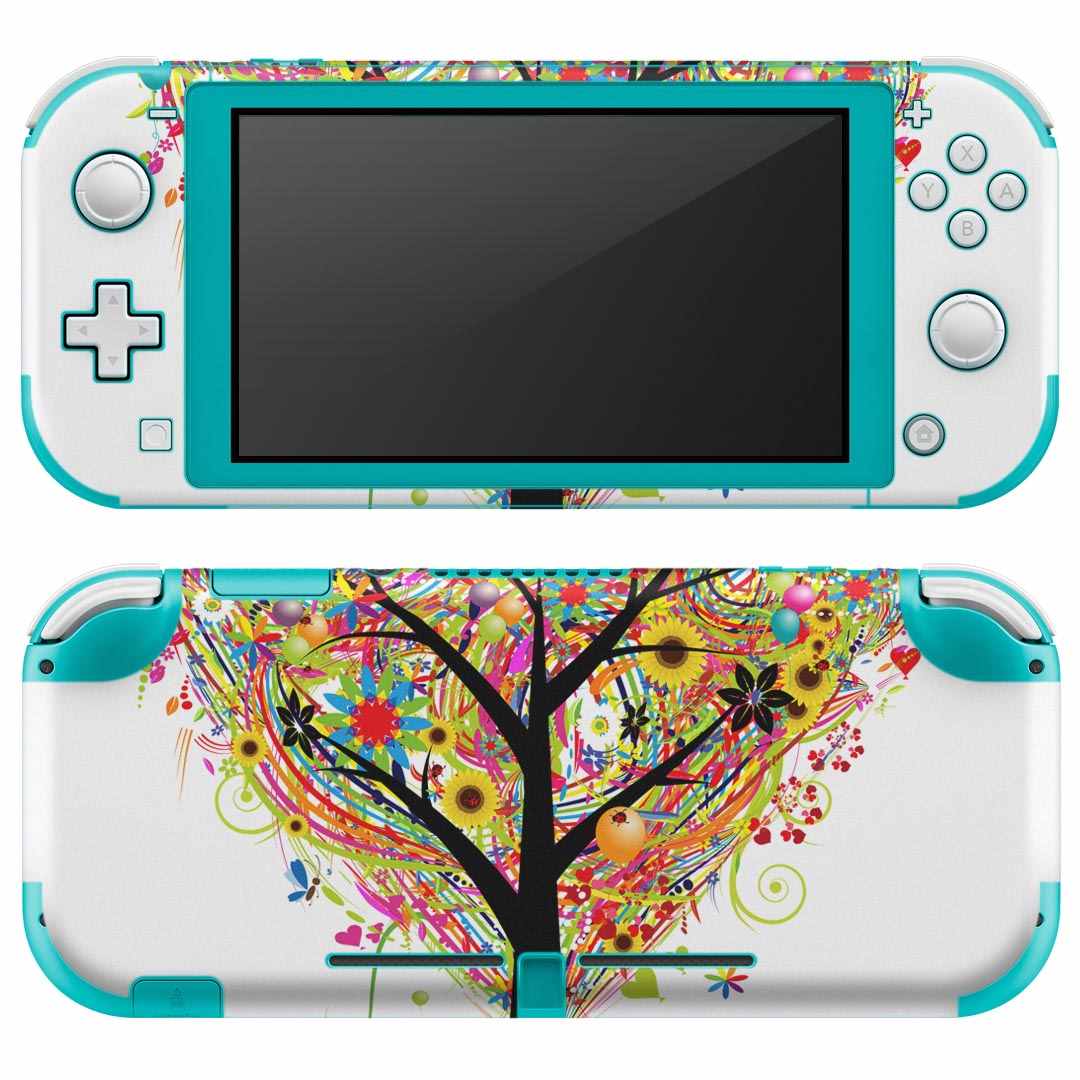 igsticker Nintendo Switch Lite 専用 デザインスキンシール 全面 ニンテンドー スイッチ ライト 専用 ゲーム機 カバー アクセサリー フィルム ステッカー エアフリー 004985 ハート　風船　木　カラフル