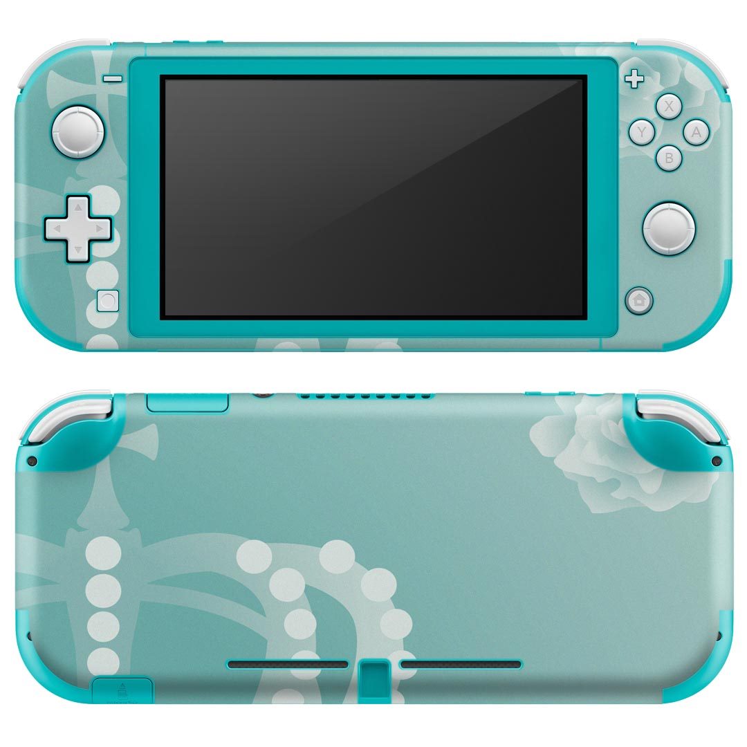 igsticker Nintendo Switch Lite 専用 デザインスキンシール 全面 ニンテンドー スイッチ ライト 専用 ゲーム機 カバー アクセサリー フィルム ステッカー エアフリー 004998 クラウン 花 水色