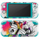 igsticker Nintendo Switch Lite 専用 デザインスキンシール 全面 ニンテンドー スイッチ ライト 専用 ゲーム機 カバー アクセサリー フィルム ステッカー エアフリー 005000 蝶 カラフル イラスト(2)