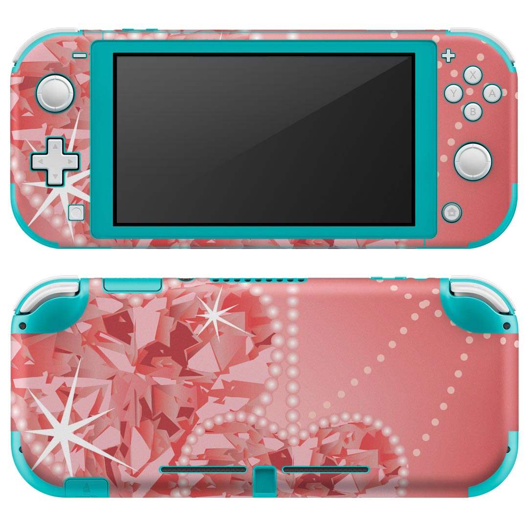 製品名 Nintendo Switch Lite専用 デザインスキンシール セット内容 Nintendo Switch Lite本体用スキンシール（裏表）各1枚 ※液晶側シールは2パーツに分かれていますニンテンドースイッチライト専用です。据え置き機のSwitch本体やJoyコンには対応していません。 商品特徴 3M社製の再剥離性シートを素材に採用し、細かな位置調整がしやすく貼り直しが容易です。また、エアフリーでもありますので気泡が簡単に逃げるので、キレイに貼ることができます。専用の業務プリンターを使い、商品画像と遜色のない美しい印刷仕上がり。 注意事項 画像はサンプルですので、ご覧の環境によっては多少色味に違いを感じる場合がございます。 イメージと違った、モニターと色味が異なるという理由での交換や返金はご対応出来かねます。スキンシールのみの販売で、ニンテンドースイッチ本体などは付属しません。シワができた場合、ドライヤーなどで軽く温め、外側に向けてシワを伸ばすように貼ってください。初回貼付時の位置調整や貼り直しは可能ですが、しっかりと押し付けて接着させた後の再剥離、再利用は保証しておりません。また接着部に油分や汚れが付着しますと角の部分は剥がれやすくなりますので、貼付時はあまり触れないようにご注意ください。無地のセミグロスシートにデザインをプリントした商品で、デコなどの加工はございません。 凹凸や光沢があるように見えたり布地や金属を素材にしたように見える商品もありますが、デザインの図版によるものです。印刷時に微妙な画像のズレが生じる場合がございます。ご注文後に1点1点制作する受注生産品の為、不良品以外のご返品や交換は固くお断りします。 商品発送 完全受注生産のハンドメイド商品となりますので、既製品と比べて発送までお時間を頂いています。 基本的に決済確認後2?3営業日、最大で10営業日での発送となります。繁忙期や休業日明けの場合はさらに時間がかかる場合があります。 その際には別途メールにてご連絡致します。メール便の場合、発送日から到着までに2?4日ほどかかる場合が多く、紛失などの保障もご対応できかねます。あらかじめご了承下さい。