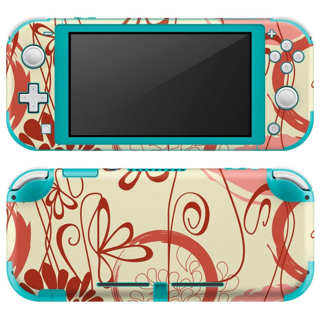 igsticker Nintendo Switch Lite 専用 デザインスキンシール 全面 ニンテンドー スイッチ ライト 専用 ゲーム機 カバー アクセサリー フィルム ステッカー エアフリー 005003 花 赤 ピンク イラスト