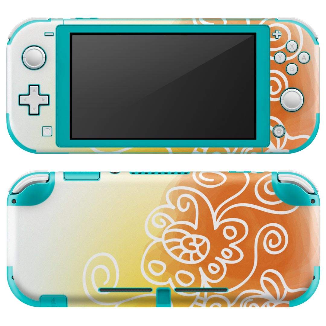 igsticker Nintendo Switch Lite 専用 デザインスキンシール 全面 ニンテンドー スイッチ ライト 専用 ゲーム機 カバー アクセサリー フィルム ステッカー エアフリー 005015 花 オレンジ