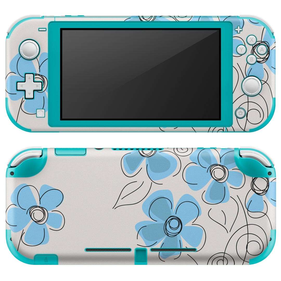 igsticker Nintendo Switch Lite 専用 デザインスキンシール 全面 ニンテンドー スイッチ ライト 専用 ゲーム機 カバー アクセサリー フィルム ステッカー エアフリー 005024 花　　青