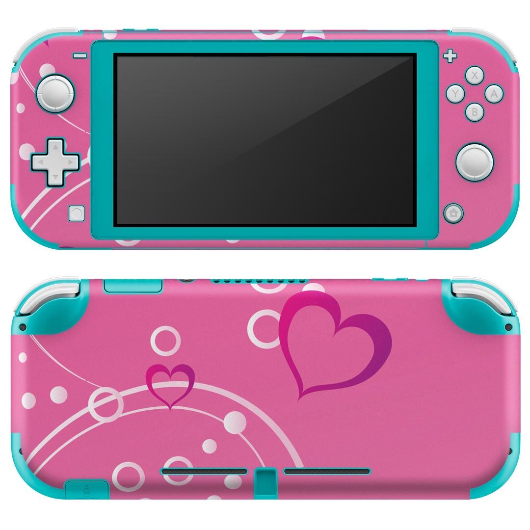 igsticker Nintendo Switch Lite 専用 デザインスキンシール 全面 ニンテンドー スイッチ ライト 専用 ゲーム機 カバー アクセサリー フィルム ステッカー エアフリー 005038 ハート ピンク イラスト