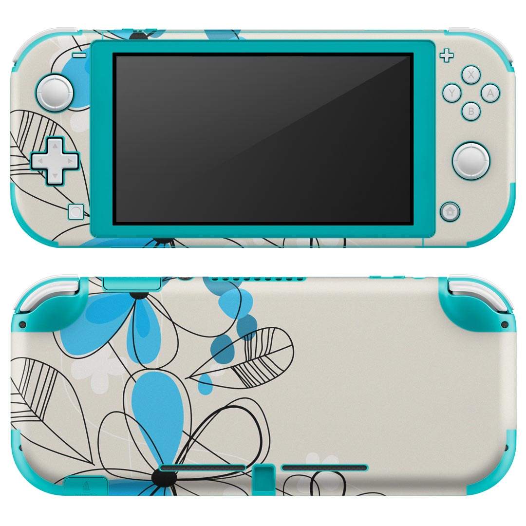 igsticker Nintendo Switch Lite 専用 デザインスキンシール 全面 ニンテンドー スイッチ ライト 専用 ゲーム機 カバー アクセサリー フィルム ステッカー エアフリー 005072 花　青　イラスト