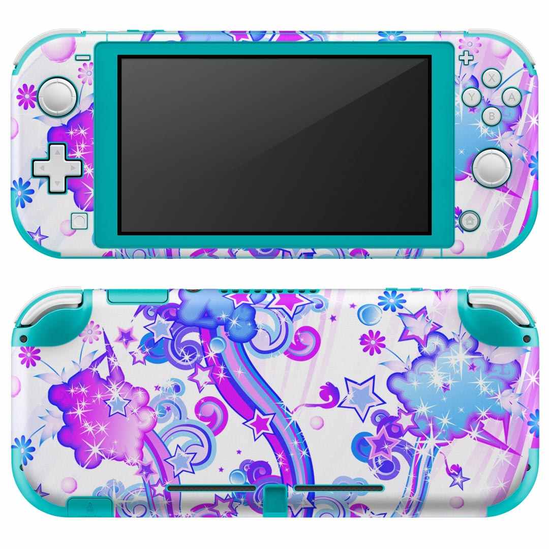 製品名 Nintendo Switch Lite専用 デザインスキンシール セット内容 Nintendo Switch Lite本体用スキンシール（裏表）各1枚 ※液晶側シールは2パーツに分かれていますニンテンドースイッチライト専用です。据え置き機のSwitch本体やJoyコンには対応していません。 商品特徴 3M社製の再剥離性シートを素材に採用し、細かな位置調整がしやすく貼り直しが容易です。また、エアフリーでもありますので気泡が簡単に逃げるので、キレイに貼ることができます。専用の業務プリンターを使い、商品画像と遜色のない美しい印刷仕上がり。 注意事項 画像はサンプルですので、ご覧の環境によっては多少色味に違いを感じる場合がございます。 イメージと違った、モニターと色味が異なるという理由での交換や返金はご対応出来かねます。スキンシールのみの販売で、ニンテンドースイッチ本体などは付属しません。シワができた場合、ドライヤーなどで軽く温め、外側に向けてシワを伸ばすように貼ってください。初回貼付時の位置調整や貼り直しは可能ですが、しっかりと押し付けて接着させた後の再剥離、再利用は保証しておりません。また接着部に油分や汚れが付着しますと角の部分は剥がれやすくなりますので、貼付時はあまり触れないようにご注意ください。無地のセミグロスシートにデザインをプリントした商品で、デコなどの加工はございません。 凹凸や光沢があるように見えたり布地や金属を素材にしたように見える商品もありますが、デザインの図版によるものです。印刷時に微妙な画像のズレが生じる場合がございます。ご注文後に1点1点制作する受注生産品の為、不良品以外のご返品や交換は固くお断りします。 商品発送 完全受注生産のハンドメイド商品となりますので、既製品と比べて発送までお時間を頂いています。 基本的に決済確認後2?3営業日、最大で10営業日での発送となります。繁忙期や休業日明けの場合はさらに時間がかかる場合があります。 その際には別途メールにてご連絡致します。メール便の場合、発送日から到着までに2?4日ほどかかる場合が多く、紛失などの保障もご対応できかねます。あらかじめご了承下さい。