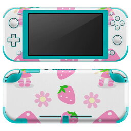 igsticker Nintendo Switch Lite 専用 デザインスキンシール 全面 ニンテンドー スイッチ ライト 専用 ゲーム機 カバー アクセサリー フィルム ステッカー エアフリー 005101 苺　キャラクター　ピンク