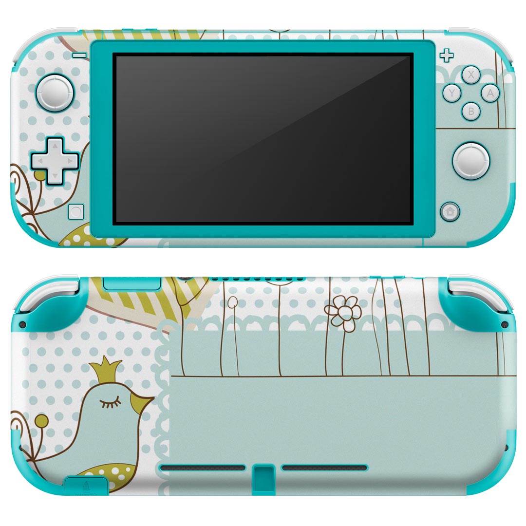 igsticker Nintendo Switch Lite 専用 デザインスキンシール 全面 ニンテンドー スイッチ ライト 専用 ゲーム機 カバー アクセサリー フィルム ステッカー エアフリー 005128 鳥　ハート　イラスト