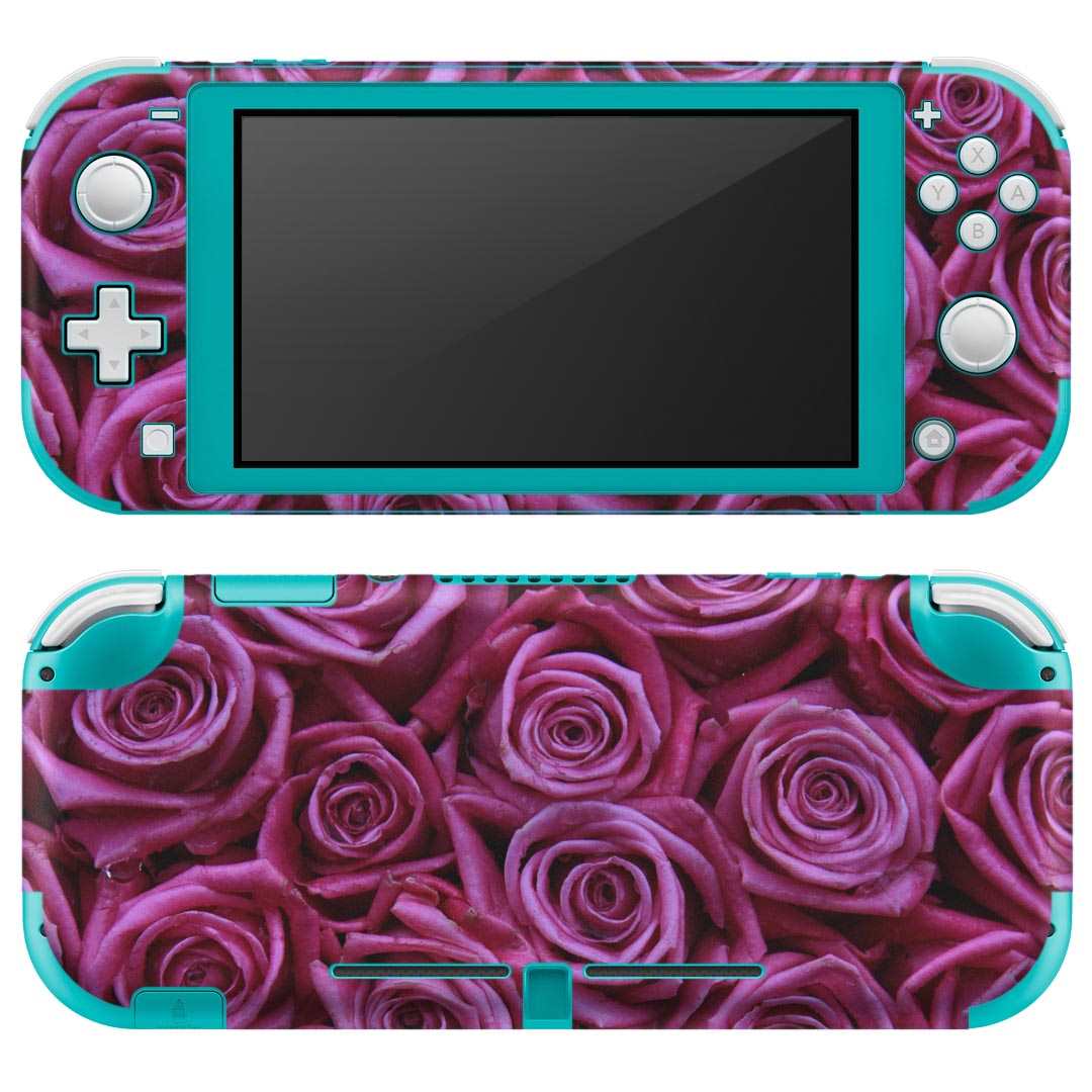 igsticker Nintendo Switch Lite 専用 デザインスキンシール 全面 ニンテンドー スイッチ ライト 専用 ゲーム機 カバー アクセサリー フィルム ステッカー エアフリー 005129 薔薇　紫　写真