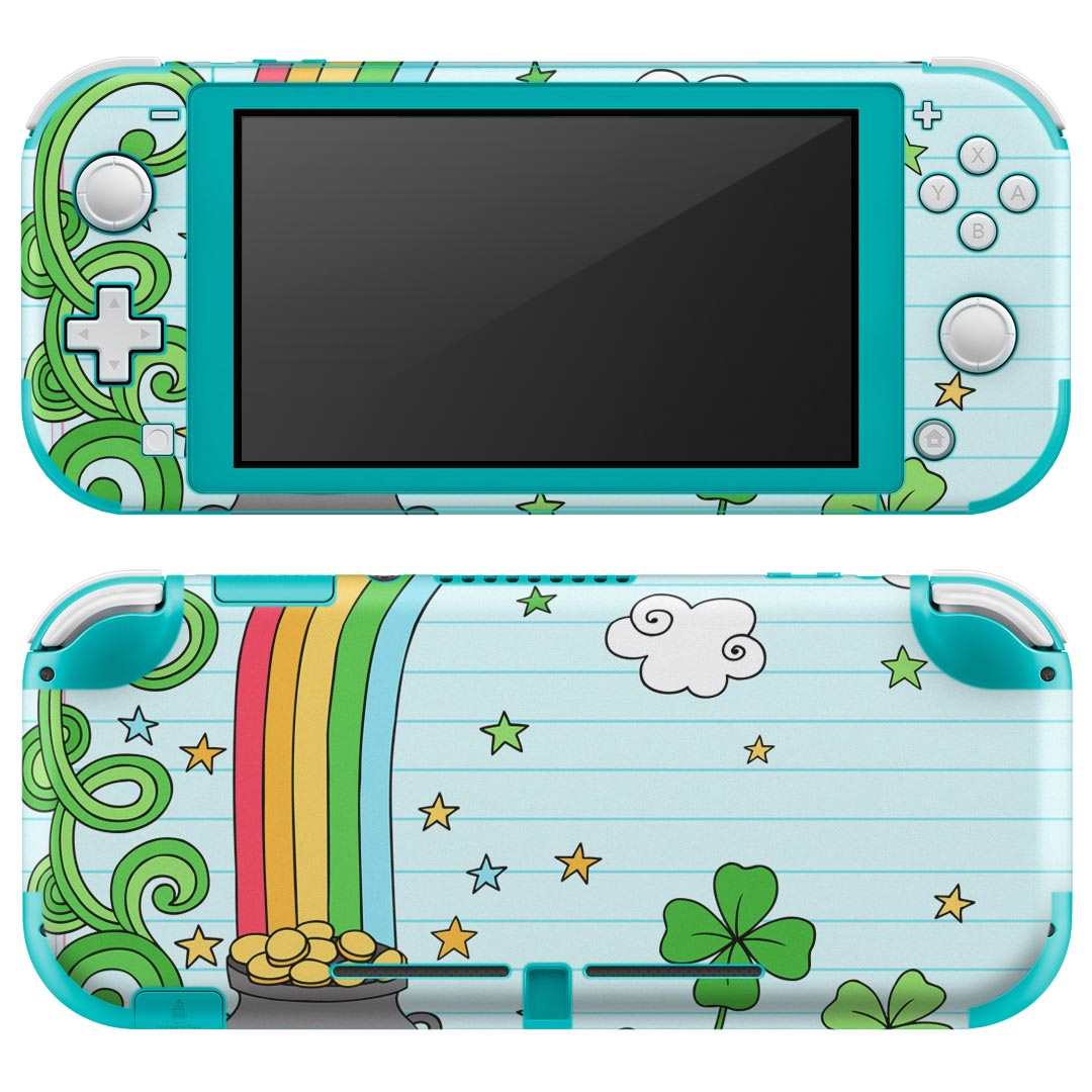 製品名 Nintendo Switch Lite専用 デザインスキンシール セット内容 Nintendo Switch Lite本体用スキンシール（裏表）各1枚 ※液晶側シールは2パーツに分かれていますニンテンドースイッチライト専用です。据え置き機のSwitch本体やJoyコンには対応していません。 商品特徴 3M社製の再剥離性シートを素材に採用し、細かな位置調整がしやすく貼り直しが容易です。また、エアフリーでもありますので気泡が簡単に逃げるので、キレイに貼ることができます。専用の業務プリンターを使い、商品画像と遜色のない美しい印刷仕上がり。 注意事項 画像はサンプルですので、ご覧の環境によっては多少色味に違いを感じる場合がございます。 イメージと違った、モニターと色味が異なるという理由での交換や返金はご対応出来かねます。スキンシールのみの販売で、ニンテンドースイッチ本体などは付属しません。シワができた場合、ドライヤーなどで軽く温め、外側に向けてシワを伸ばすように貼ってください。初回貼付時の位置調整や貼り直しは可能ですが、しっかりと押し付けて接着させた後の再剥離、再利用は保証しておりません。また接着部に油分や汚れが付着しますと角の部分は剥がれやすくなりますので、貼付時はあまり触れないようにご注意ください。無地のセミグロスシートにデザインをプリントした商品で、デコなどの加工はございません。 凹凸や光沢があるように見えたり布地や金属を素材にしたように見える商品もありますが、デザインの図版によるものです。印刷時に微妙な画像のズレが生じる場合がございます。ご注文後に1点1点制作する受注生産品の為、不良品以外のご返品や交換は固くお断りします。 商品発送 完全受注生産のハンドメイド商品となりますので、既製品と比べて発送までお時間を頂いています。 基本的に決済確認後2?3営業日、最大で10営業日での発送となります。繁忙期や休業日明けの場合はさらに時間がかかる場合があります。 その際には別途メールにてご連絡致します。メール便の場合、発送日から到着までに2?4日ほどかかる場合が多く、紛失などの保障もご対応できかねます。あらかじめご了承下さい。