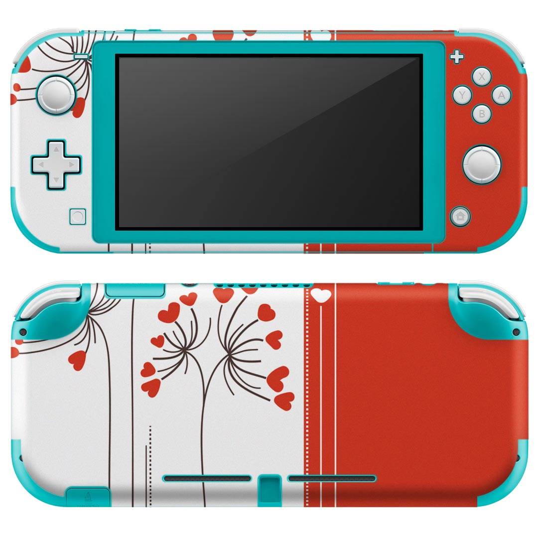 igsticker Nintendo Switch Lite 専用 デザインスキンシール 全面 ニンテンドー スイッチ ライト 専用 ゲーム機 カバー アクセサリー フィルム ステッカー エアフリー 005153 ハート　赤　白
