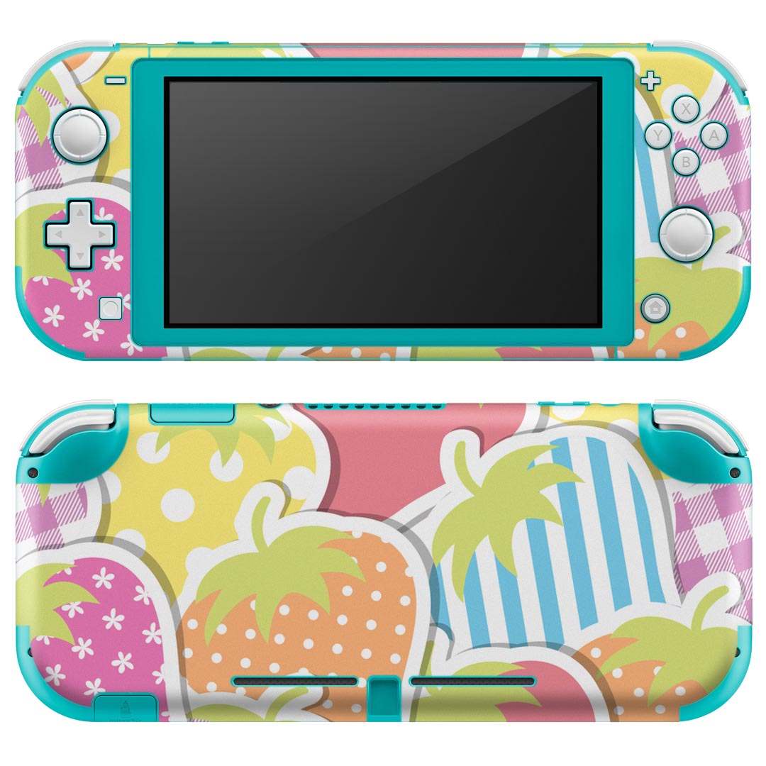 igsticker Nintendo Switch Lite 専用 デザインスキンシール 全面 ニンテンドー スイッチ ライト 専用 ゲーム機 カバー アクセサリー フィルム ステッカー エアフリー 005165 苺　カラフル　ポップ
