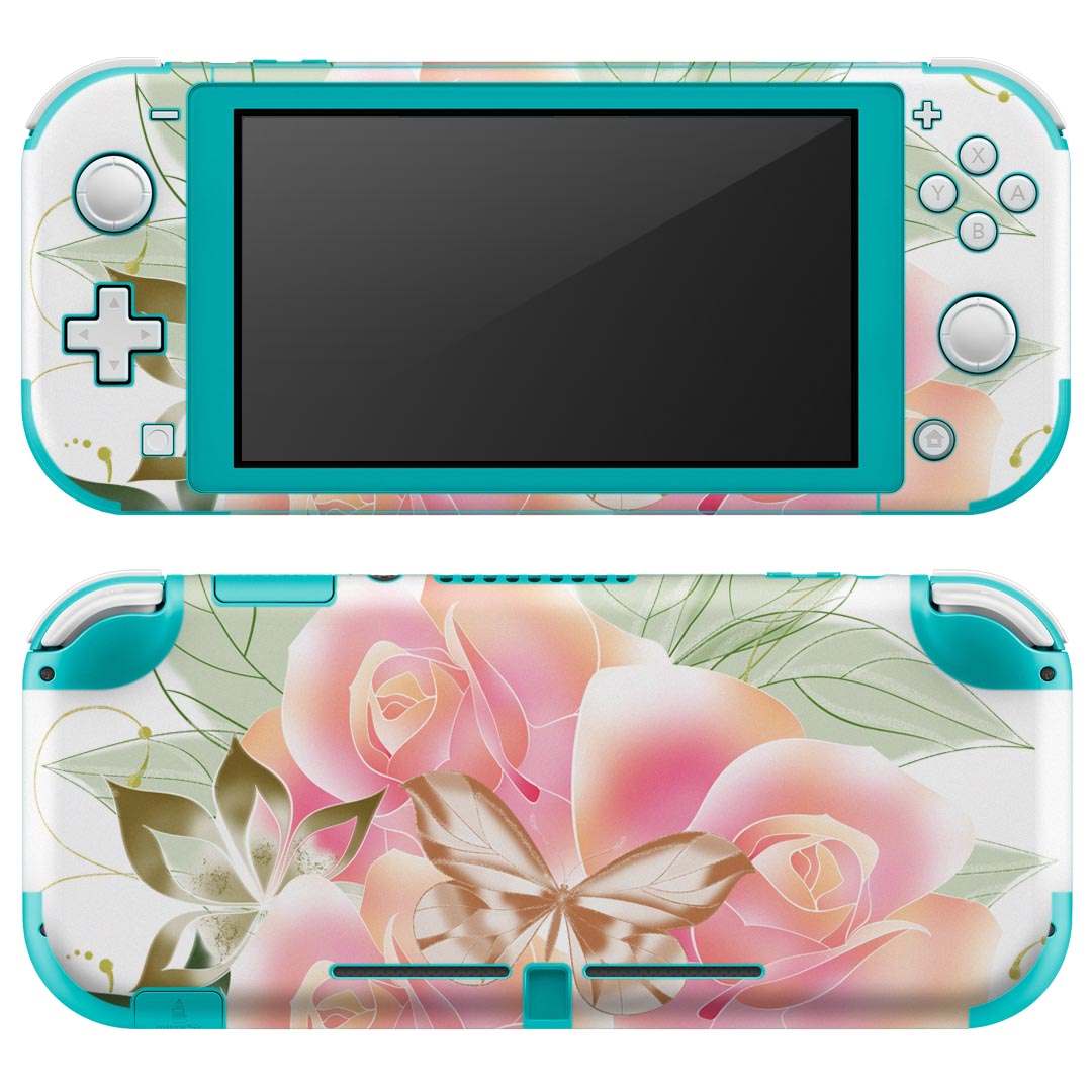 igsticker Nintendo Switch Lite 専用 デザインスキンシール 全面 ニンテンドー スイッチ ライト 専用 ゲーム機 カバー アクセサリー フィルム ステッカー エアフリー 005166 花 蝶 エレガント