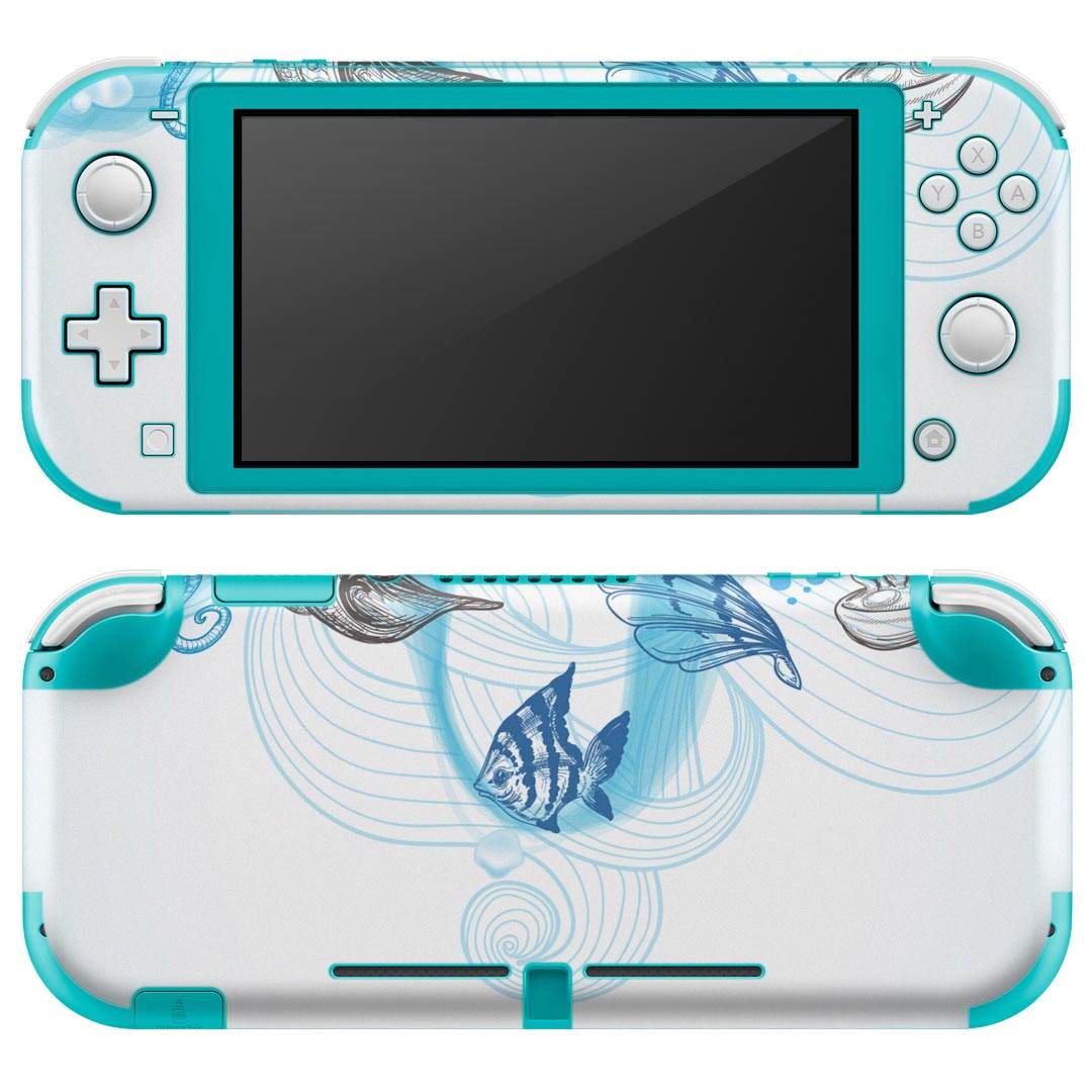 igsticker Nintendo Switch Lite 専用 デザインスキンシール 全面 ニンテンドー スイッチ ライト 専用 ゲーム機 カバー アクセサリー フィルム ステッカー エアフリー 005170 クール 海　マリン　貝殻