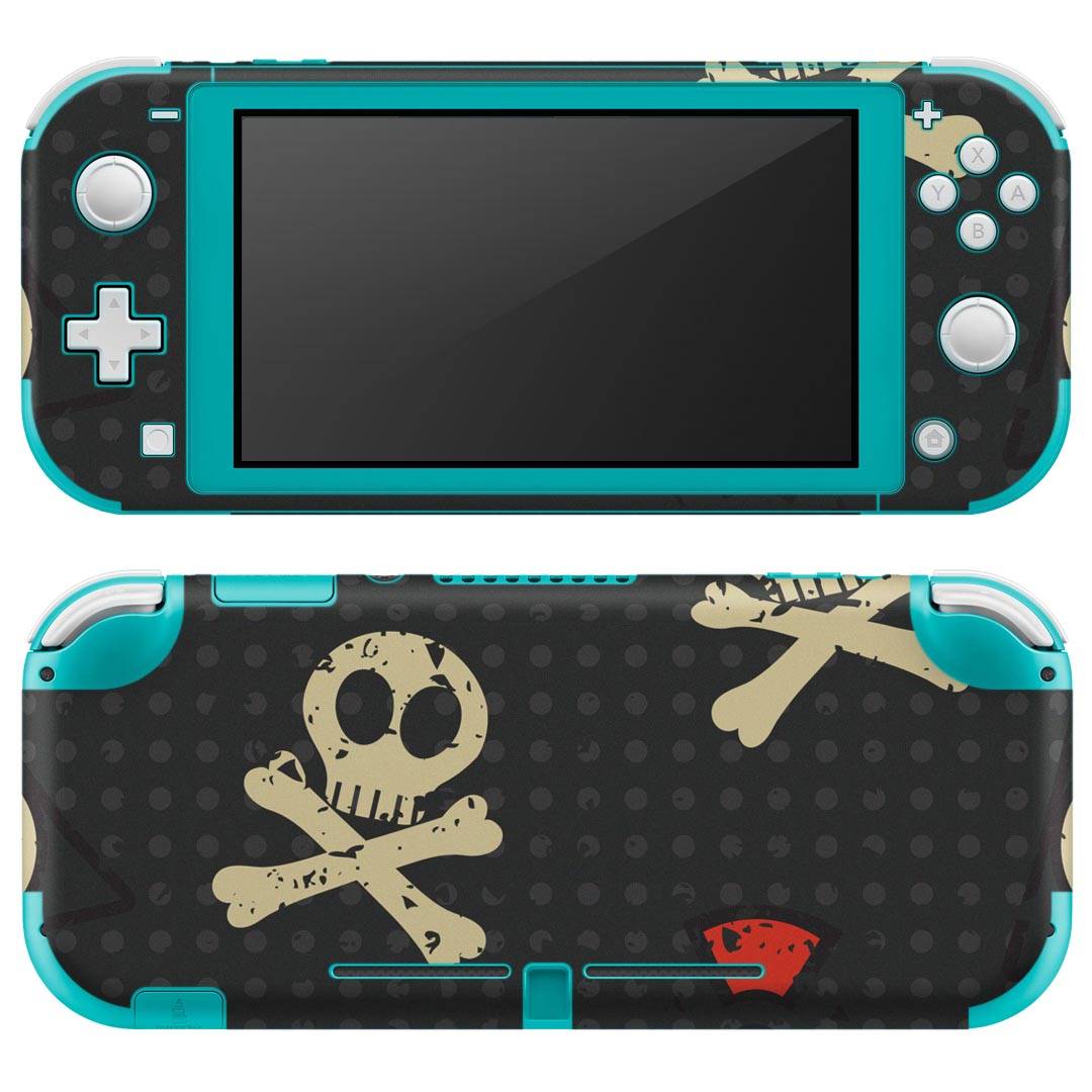 igsticker Nintendo Switch Lite 専用 デザインスキンシール 全面 ニンテンドー スイッチ ライト 専用 ゲーム機 カバー アクセサリー フィルム ステッカー エアフリー 005202 ドクロ 骸骨 黒
