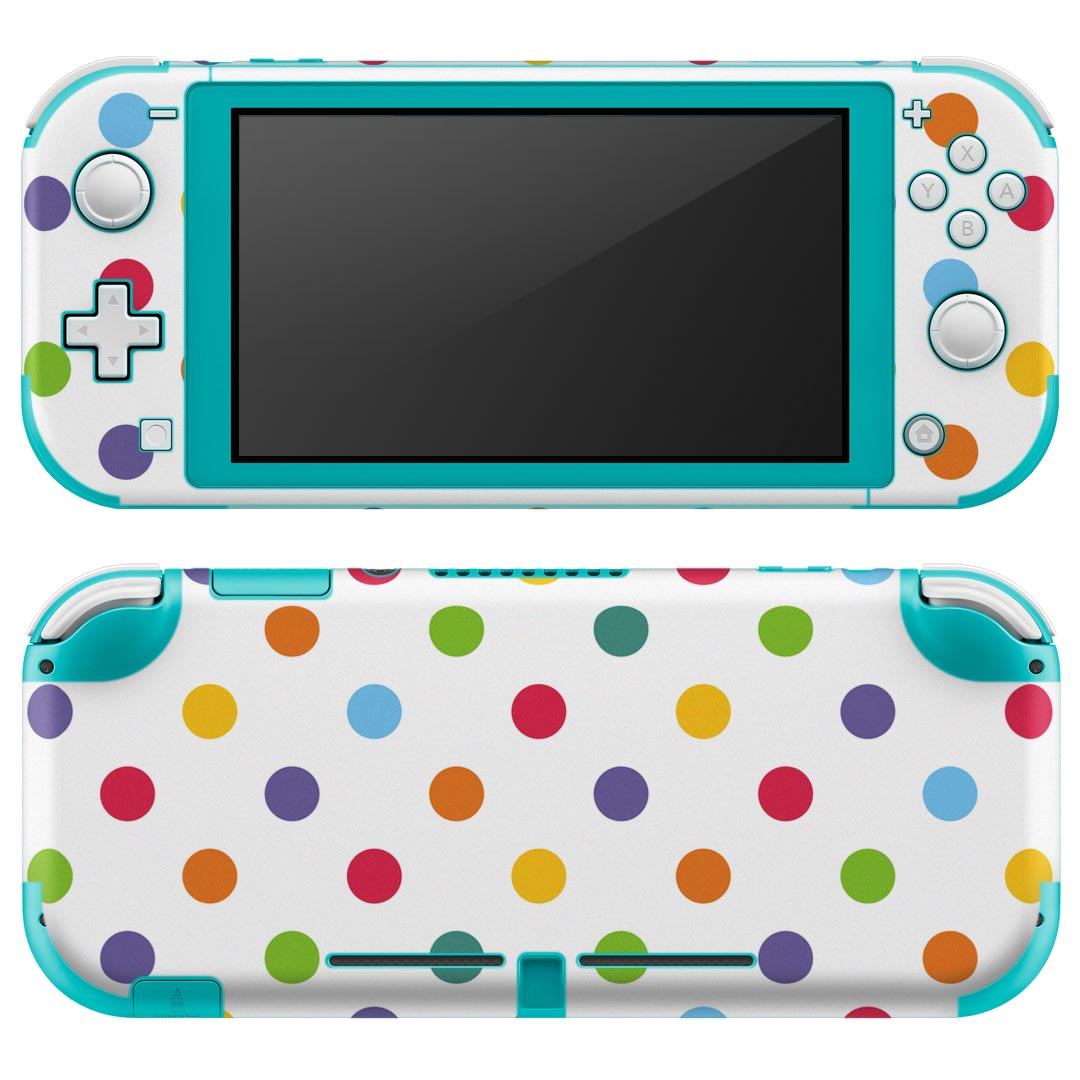 igsticker Nintendo Switch Lite 専用 デザインスキンシール 全面 ニンテンドー スイッチ ライト 専用 ゲーム機 カバー アクセサリー フィルム ステッカー エアフリー 005208 水玉 ドット カラフル