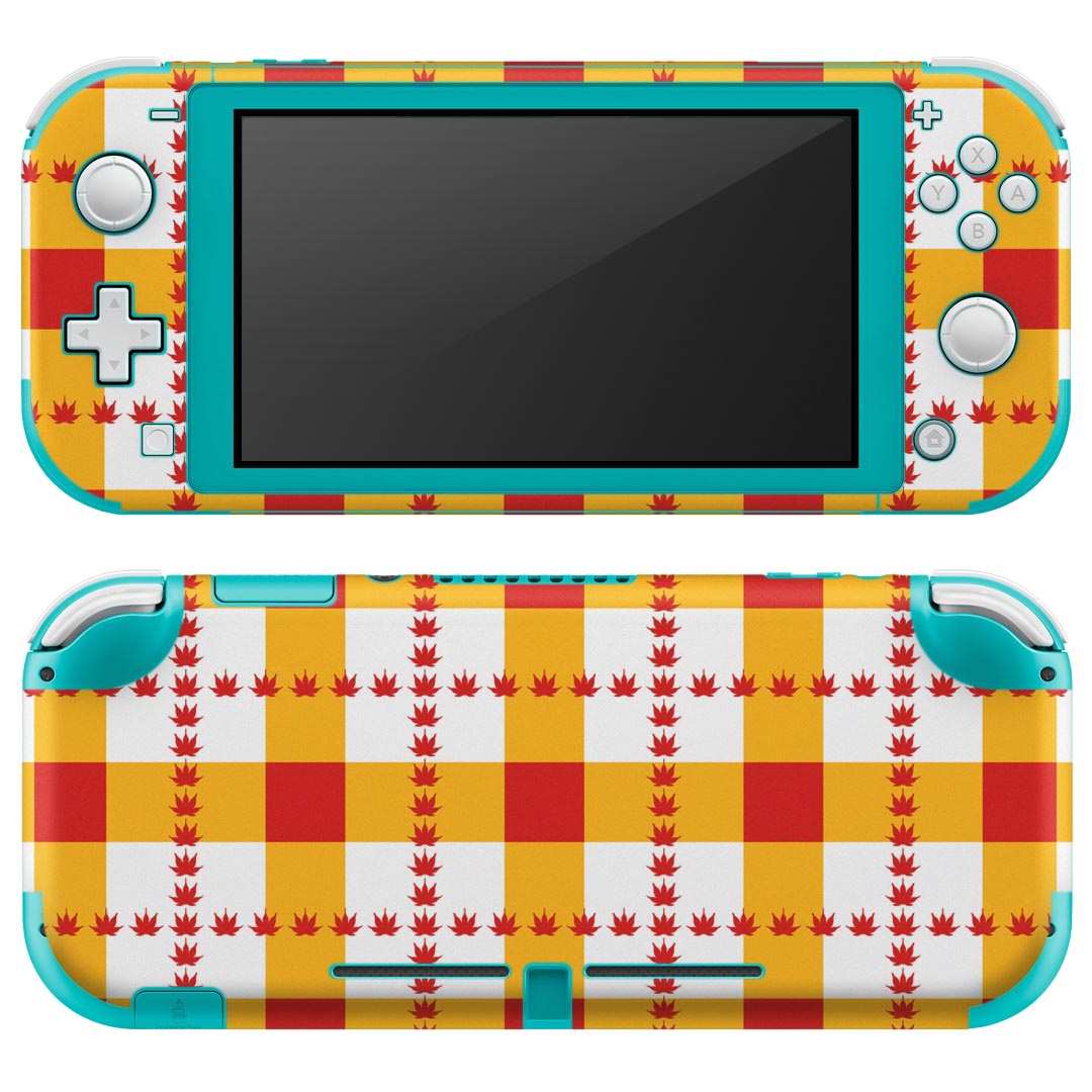 igsticker Nintendo Switch Lite 専用 デザインスキンシール 全面 ニンテンドー スイッチ ライト 専用 ゲーム機 カバー アクセサリー フィルム ステッカー エアフリー 005214 チェック 赤 オレンジ