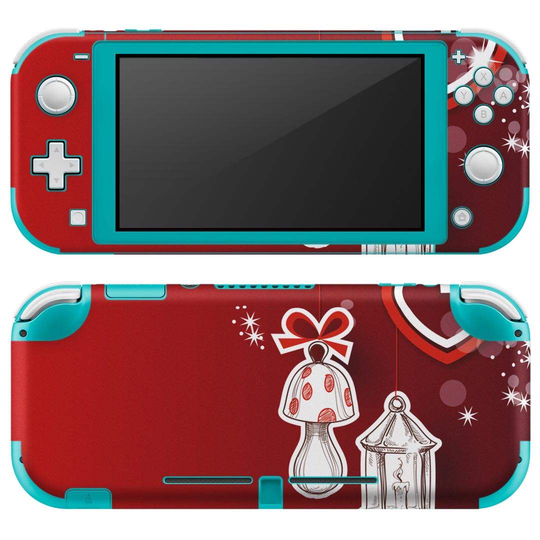 igsticker Nintendo Switch Lite 専用 デザインスキンシール 全面 ニンテンドー スイッチ ライト 専用 ゲーム機 カバー アクセサリー フィルム ステッカー エアフリー 005217 赤 ハート ランプ