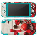 igsticker Nintendo Switch Lite 専用 デザインスキンシール 全面 ニンテンドー スイッチ ライト 専用 ゲーム機 カバー アクセサリー フィルム ステッカー エアフリー 005228 クリスマス　リボン　りんご