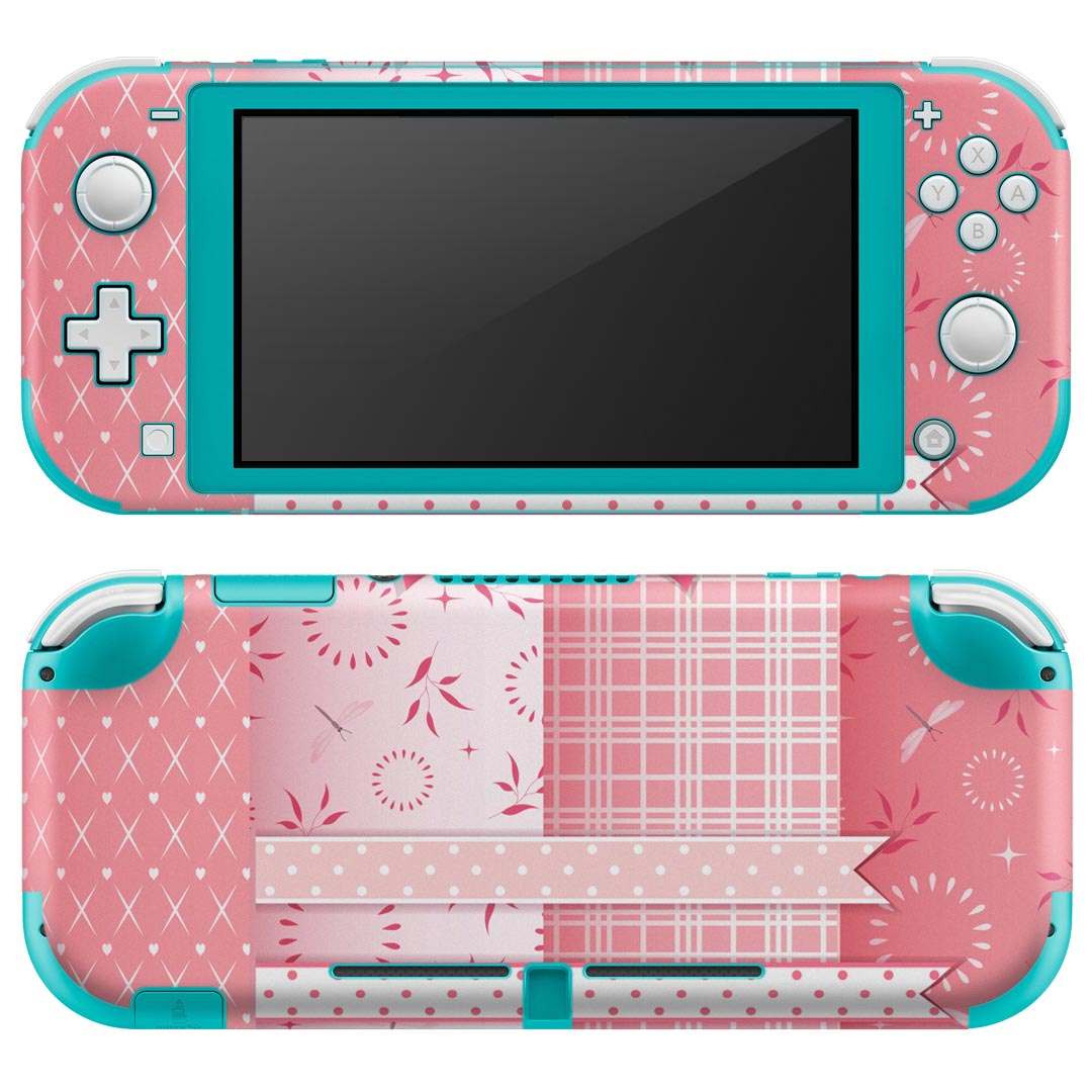 igsticker Nintendo Switch Lite 専用 デザインスキンシール 全面 ニンテンドー スイッチ ライト 専用 ゲーム機 カバー アクセサリー フィルム ステッカー エアフリー 005230 リボン　ピンク　ガーリー