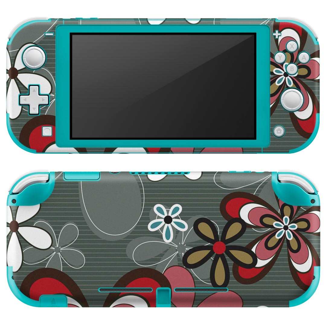 igsticker Nintendo Switch Lite 専用 デザインスキンシール 全面 ニンテンドー スイッチ ライト 専用 ゲーム機 カバー アクセサリー フィルム ステッカー エアフリー 005249 花 柄 グレー