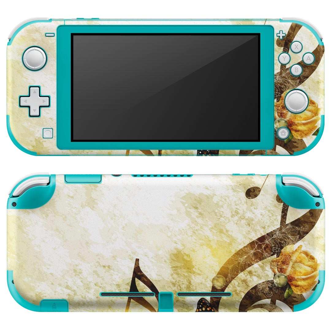 igsticker Nintendo Switch Lite 専用 デザインスキンシール 全面 ニンテンドー スイッチ ライト 専用 ゲーム機 カバー アクセサリー フィルム ステッカー エアフリー 005254 音楽 蝶 イラスト