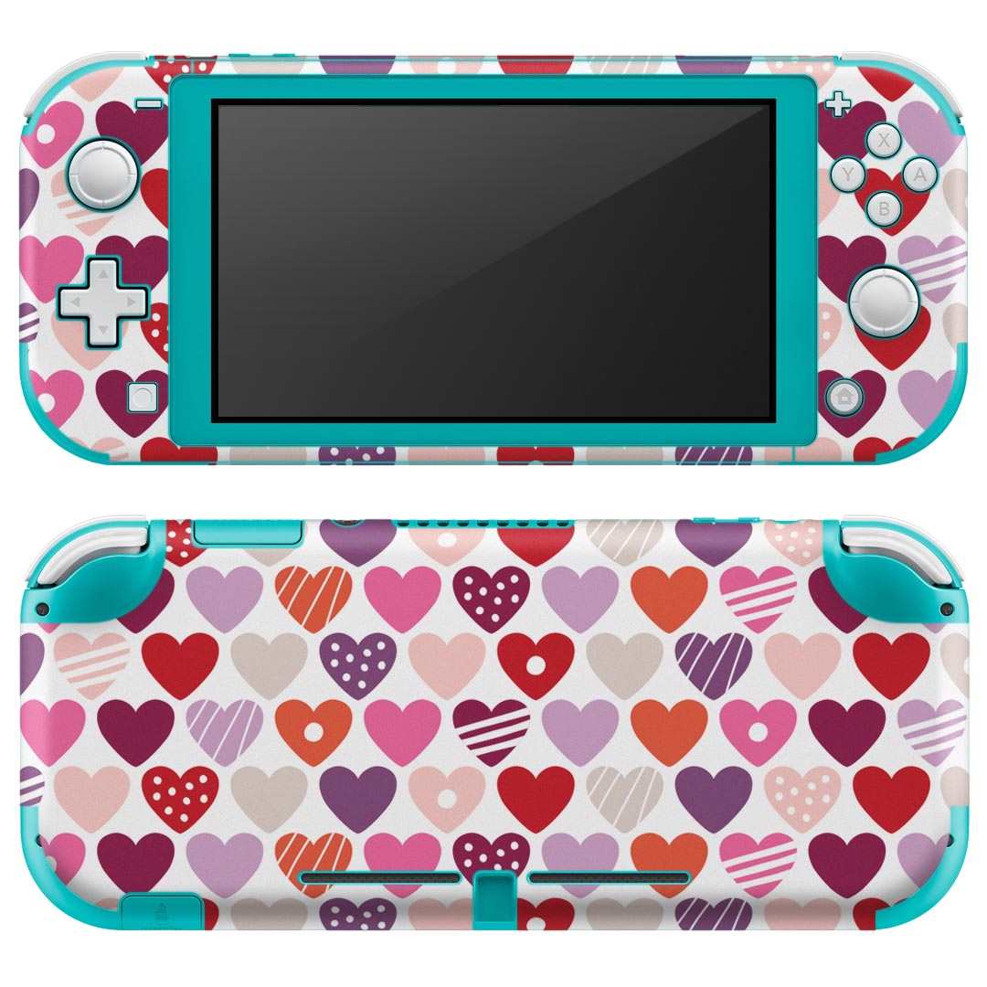 igsticker Nintendo Switch Lite 専用 デザインスキンシール 全面 ニンテンドー スイッチ ライト 専用 ゲーム機 カバー アクセサリー フィルム ステッカー エアフリー 005255 ハート 赤 紫