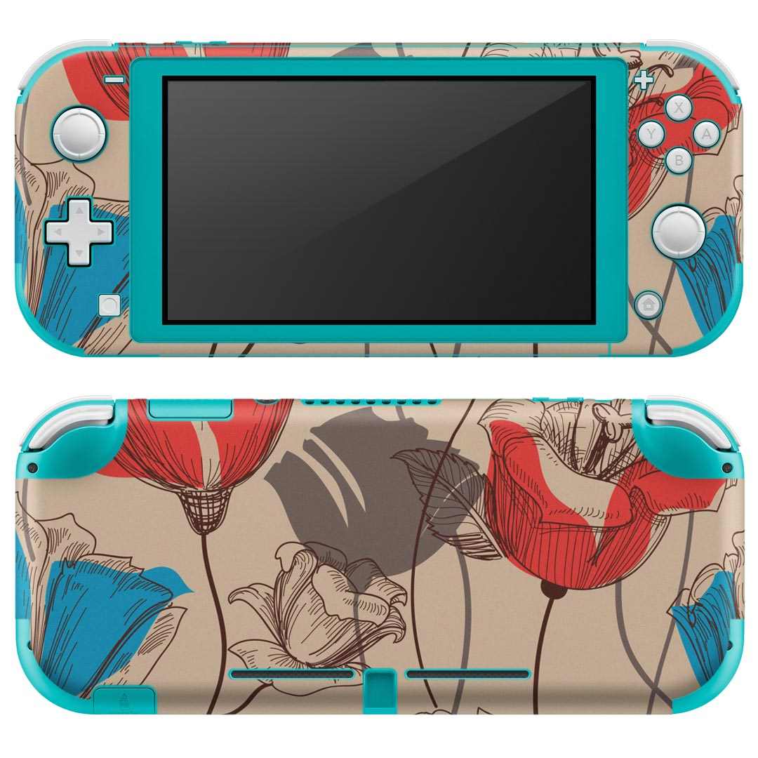 製品名 Nintendo Switch Lite専用 デザインスキンシール セット内容 Nintendo Switch Lite本体用スキンシール（裏表）各1枚 ※液晶側シールは2パーツに分かれていますニンテンドースイッチライト専用です。据え置き機のSwitch本体やJoyコンには対応していません。 商品特徴 3M社製の再剥離性シートを素材に採用し、細かな位置調整がしやすく貼り直しが容易です。また、エアフリーでもありますので気泡が簡単に逃げるので、キレイに貼ることができます。専用の業務プリンターを使い、商品画像と遜色のない美しい印刷仕上がり。 注意事項 画像はサンプルですので、ご覧の環境によっては多少色味に違いを感じる場合がございます。 イメージと違った、モニターと色味が異なるという理由での交換や返金はご対応出来かねます。スキンシールのみの販売で、ニンテンドースイッチ本体などは付属しません。シワができた場合、ドライヤーなどで軽く温め、外側に向けてシワを伸ばすように貼ってください。初回貼付時の位置調整や貼り直しは可能ですが、しっかりと押し付けて接着させた後の再剥離、再利用は保証しておりません。また接着部に油分や汚れが付着しますと角の部分は剥がれやすくなりますので、貼付時はあまり触れないようにご注意ください。無地のセミグロスシートにデザインをプリントした商品で、デコなどの加工はございません。 凹凸や光沢があるように見えたり布地や金属を素材にしたように見える商品もありますが、デザインの図版によるものです。印刷時に微妙な画像のズレが生じる場合がございます。ご注文後に1点1点制作する受注生産品の為、不良品以外のご返品や交換は固くお断りします。 商品発送 完全受注生産のハンドメイド商品となりますので、既製品と比べて発送までお時間を頂いています。 基本的に決済確認後2?3営業日、最大で10営業日での発送となります。繁忙期や休業日明けの場合はさらに時間がかかる場合があります。 その際には別途メールにてご連絡致します。メール便の場合、発送日から到着までに2?4日ほどかかる場合が多く、紛失などの保障もご対応できかねます。あらかじめご了承下さい。