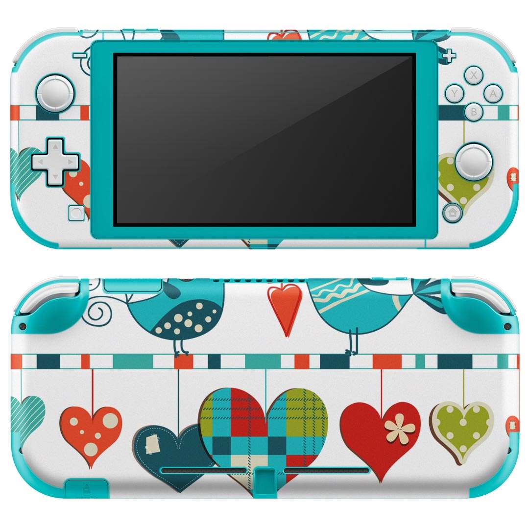 igsticker Nintendo Switch Lite 専用 デザインスキンシール 全面 ニンテンドー スイッチ ライト 専用 ゲーム機 カバー アクセサリー フィルム ステッカー エアフリー 005286 ハート 鳥 バレンタイン