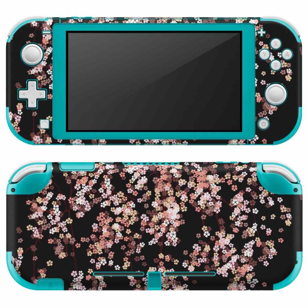 igsticker Nintendo Switch Lite 専用 デザインスキンシール 全面 ニンテンドー スイッチ ライト 専用 ゲーム機 カバー アクセサリー フィルム ステッカー エアフリー 005308 桜 ピンク 黒
