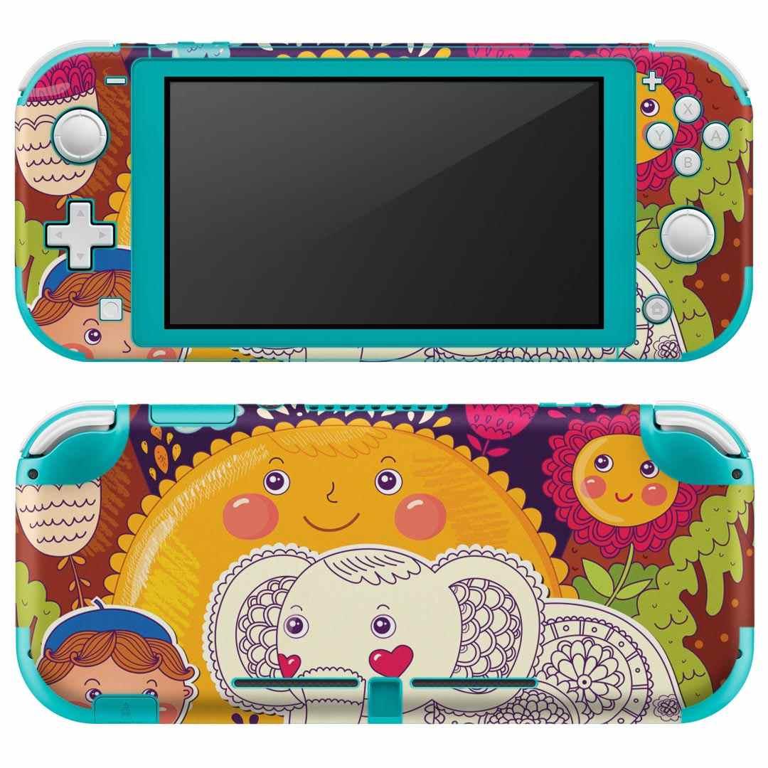 igsticker Nintendo Switch Lite 専用 デザインスキンシール 全面 ニンテンドー スイッチ ライト 専用 ゲーム機 カバー アクセサリー フィルム ステッカー エアフリー 005334 イラスト　太陽　ぞう　花