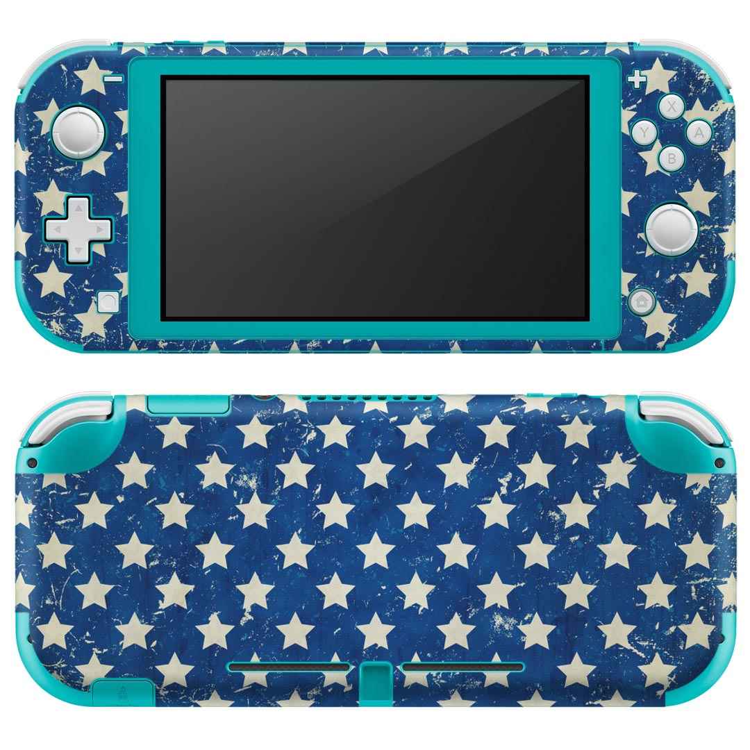 igsticker Nintendo Switch Lite 専用 デザインスキンシール 全面 ニンテンドー スイッチ ライト 専用 ゲーム機 カバー アクセサリー フィルム ステッカー エアフリー 005338 星　スター　青