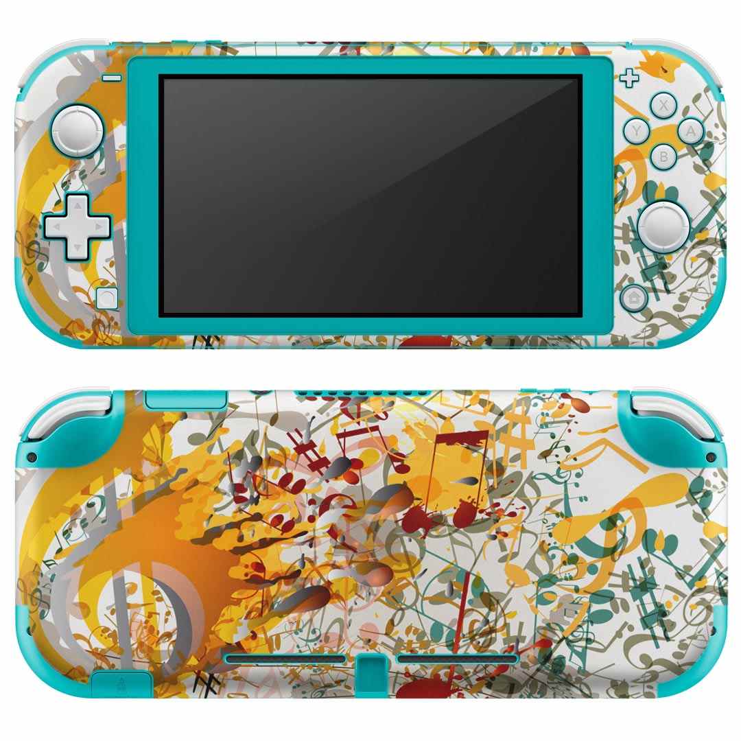 igsticker Nintendo Switch Lite 専用 デザインスキンシール 全面 ニンテンドー スイッチ ライト 専用 ゲーム機 カバー アクセサリー フィルム ステッカー エアフリー 005348 音符　音楽　イラスト